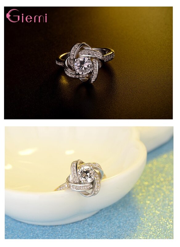Tak Berujung Cinta Bunga Solid 925 Sterling Silver Perhiasan untuk Wanita Istri Hadiah Mystic Zircon Liontin Kalung Perak CZ Perhiasan