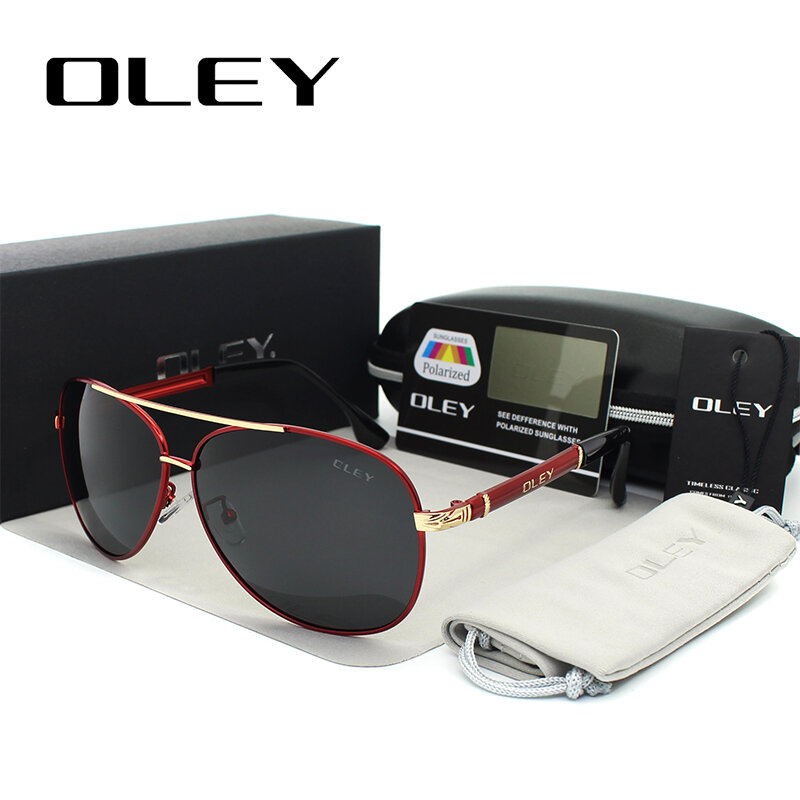 OLEY 남성용 클래식 파일럿 선글라스, 편광 운전 고글, 낚시 액세서리, 럭셔리 선글라스
