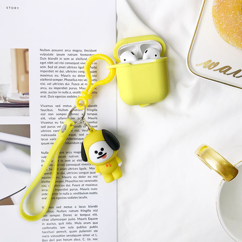 Silicone Earphone Cases For Air Pods i10 TWS Protective Cover Cute Carton Panda Toy Key Chain for Apple Airpods Charging Box