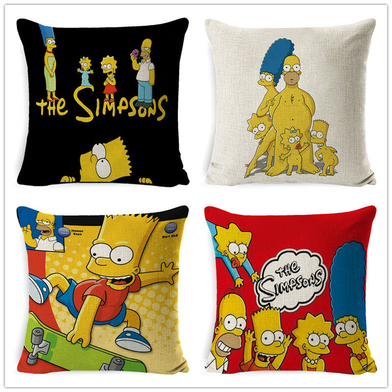 FOKUSENT famille comédie humour les Simpsons dessin animé personnage images taie d'oreiller décoration de la maison housse de coussin les simpsons fans