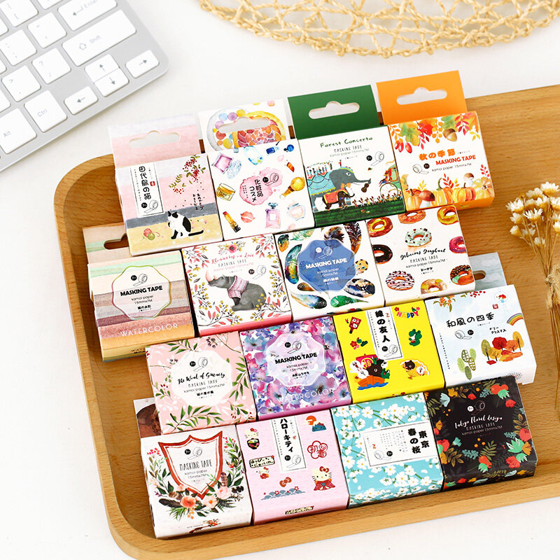 25 kolorowa taśma Washi dekoracyjna taśma maskująca do majsterkowania, projekty artystyczne dla dzieci, notatnik, dziennik, planer, pakowanie prezentów