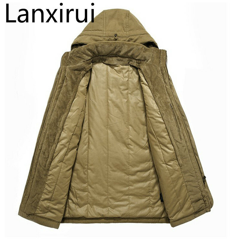 Chaqueta de invierno para hombre, abrigo informal grueso y cálido, con relleno de algodón de 40 grados, Parka con capucha, 4XL
