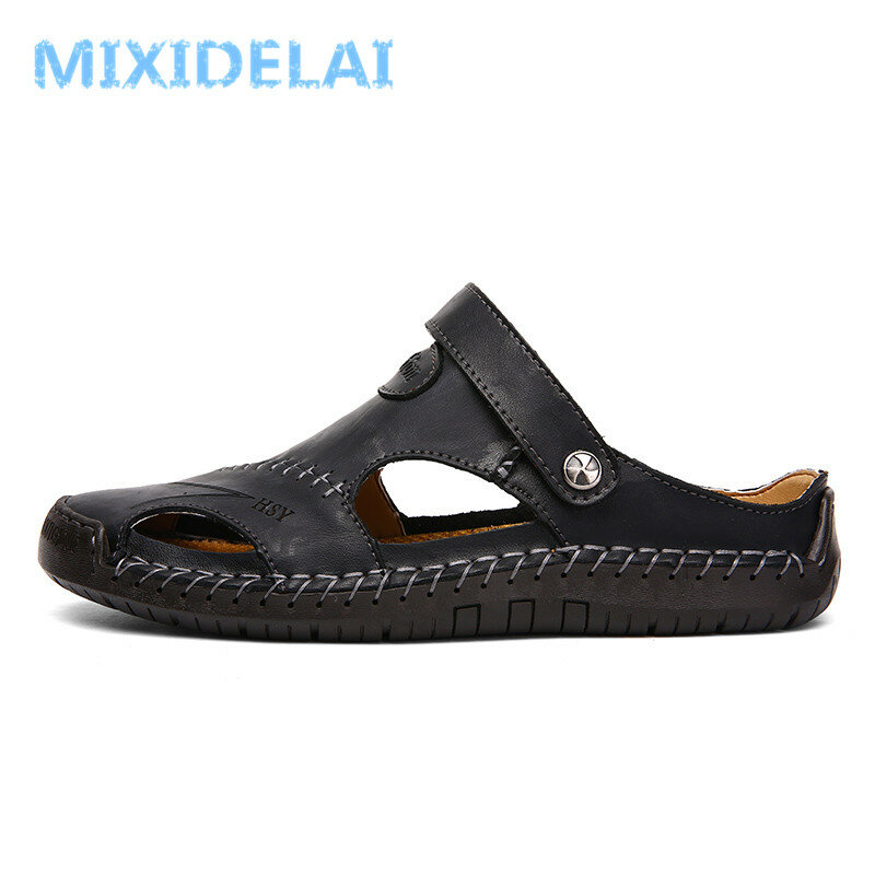Summer Sandals Men Leather Classic Roman Sandals 2023 Slipper Outdoor Sneaker Beach Rubber Flip Flops Men Water Trekking Sandals