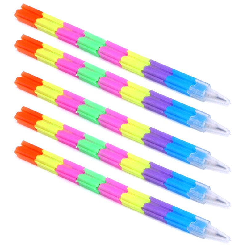 5 piezas Oficina Arco Iris lápices lápiz papelería bloques de empalme reemplazable Core de la escuela herramientas de escritura lápices los niños de plástico de regalo