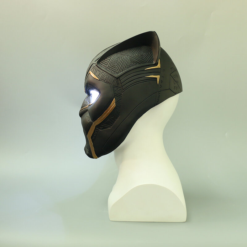 Casco con LED de Pantera Negra, máscara de superhéroe de Los Vengadores, accesorios para fiesta de Halloween, 2018, oro nuevo