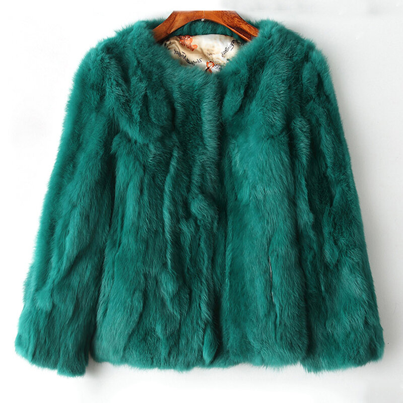Abrigo de piel de conejo Real para mujer, chaqueta de piel de conejo Rex Natural, Superfina, a la moda, invierno, 2022