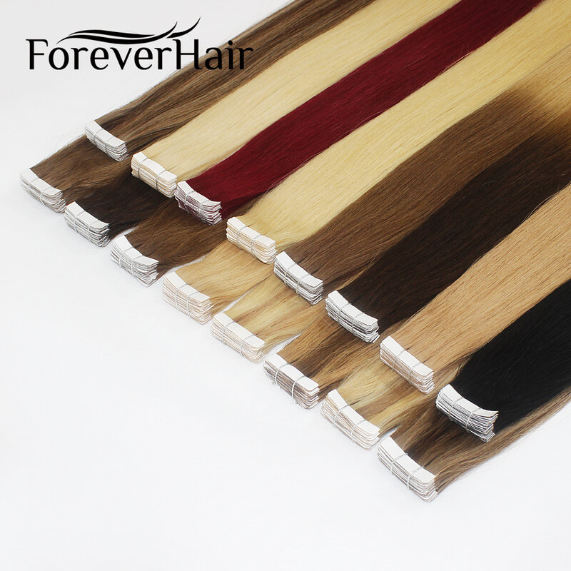 FOREVER 2.0กรัม/ชิ้น16 "Real Remy Weft กาว Human HAIR Extensions เทปที่มองไม่เห็น20Pcs/Pac