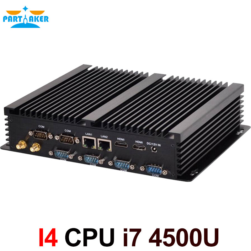 6 RS232 COM 포트 듀얼 HDMI 산업용 2 이더넷 미니 PC, 인텔 i3 4005u 4010u i5 4200u i7 4510u 프로세서
