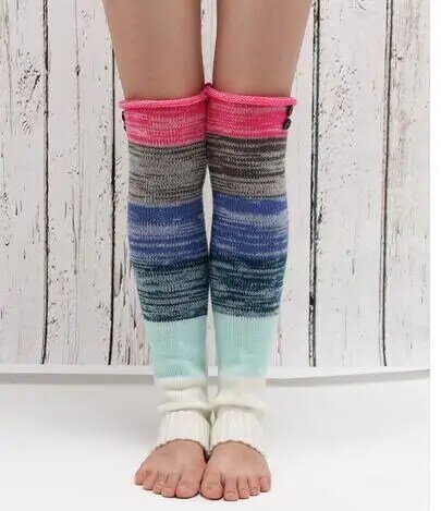 Calentador de piernas de estilo coreano para mujer, par/lote de tejido de lana colorido, 100