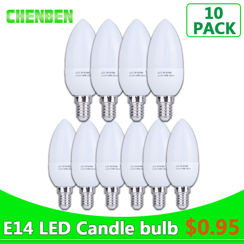 10 piezas E14 bombilla LED 220 V 3 W 5 W vela Bombillas Led de la lámpara del proyector de ampolla luces LED decoración de araña blanca para el hogar