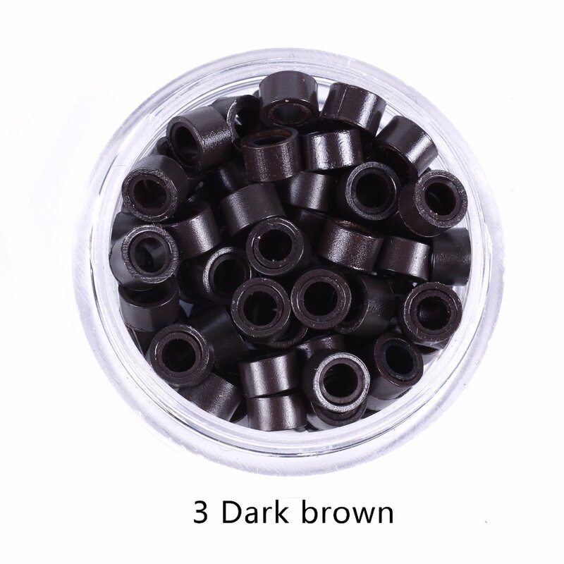 100Pcs 5.0*3.0*3.0mm Micro Silicone Lined Rings/Links/Beads MICRO Ring Link Crimp Beads Hair Extensions Tools
