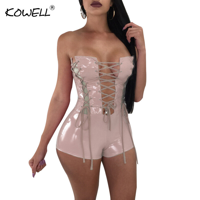 Sexy Bandage Bodycon Rompers Womens Jumpsuit Summer Off Shoulder Hollow Out Backless Sexy Bodysuit Women Party Overalls