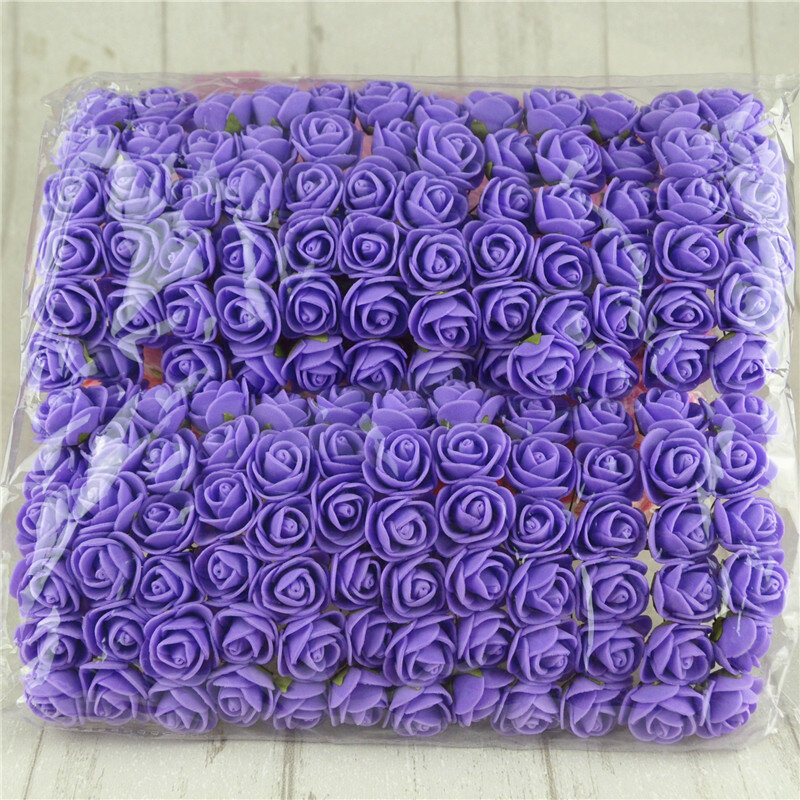 144 sztuk/partia Mini Multicolor Pe Rose sztuczne pianki Rose bukiet ślub Home Decoration Scrapbooking DIY wieniec fałszywy kwiat