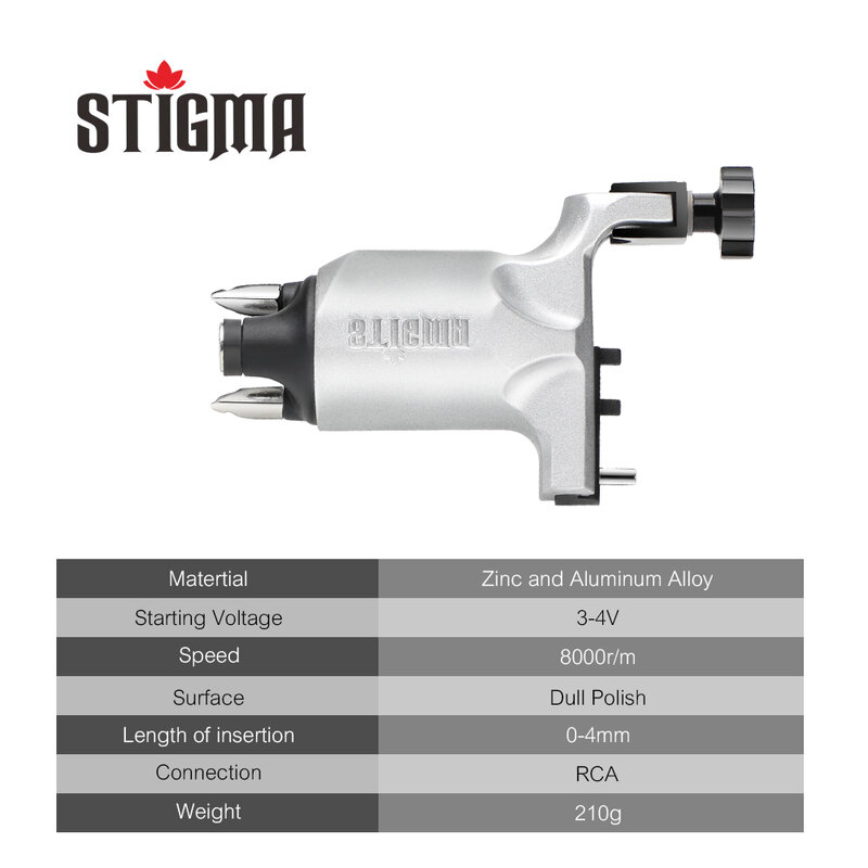 STIGMA Tattoo Machine Rotary Adjustable Shader and Liner Gun RCA Cord Strong Motor for 8000r/m Powerful Stroke Direct Drive M648