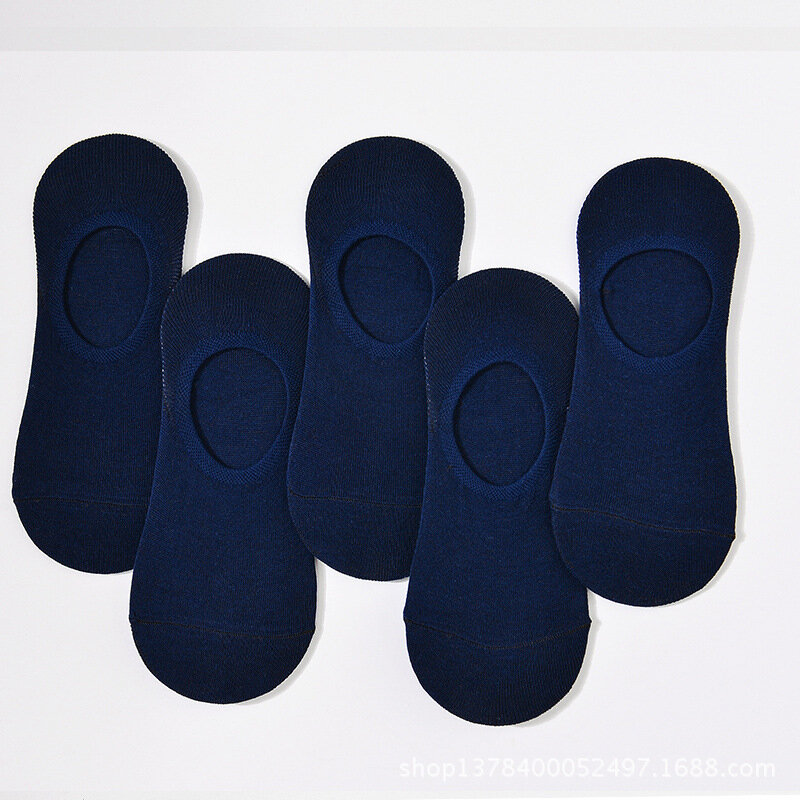5 pares/lote casual algodão homens meias invisíveis chinelos de meias de silicone macio respirável suor sólido verão tornozelo meias