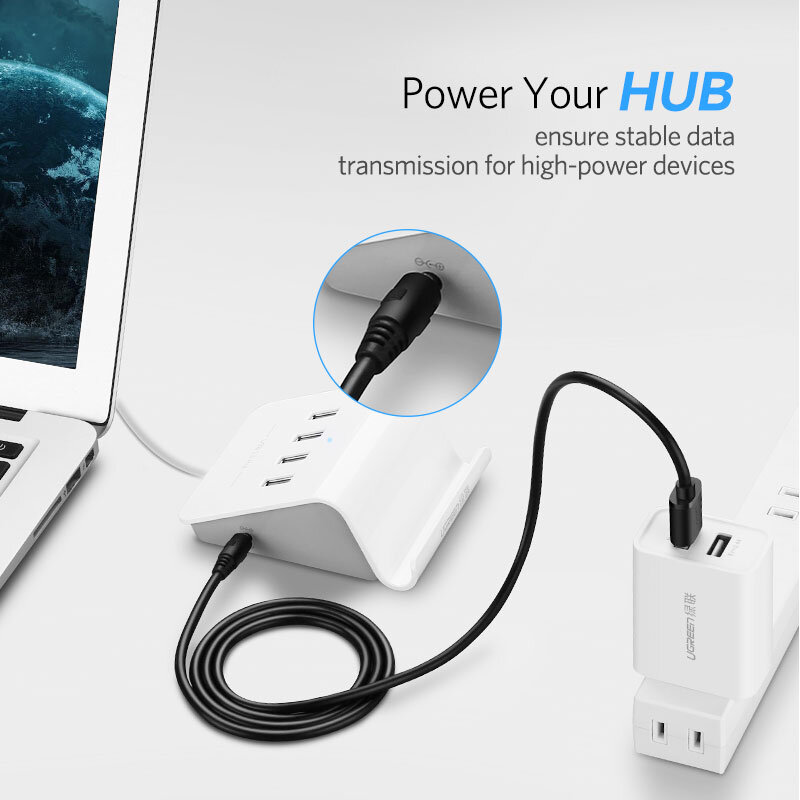 Ugreen USB إلى تيار مستمر 3.5 مللي متر الطاقة كابل يو إس بي ذكر إلى 3.5 وصلة مرفاع 5 فولت امدادات الطاقة مهايئ شاحن ل HUB مروحة يو إس بي كابل الطاقة