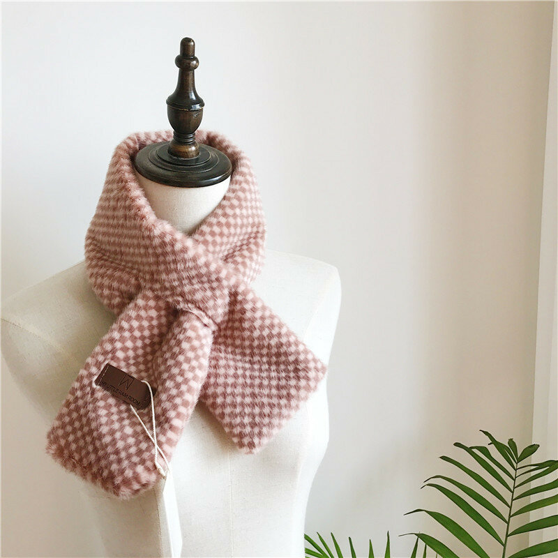 Bufanda cruzada de moda en 3 colores, bufanda de felpa de piel sintética para mujer, engrosamiento de otoño e invierno