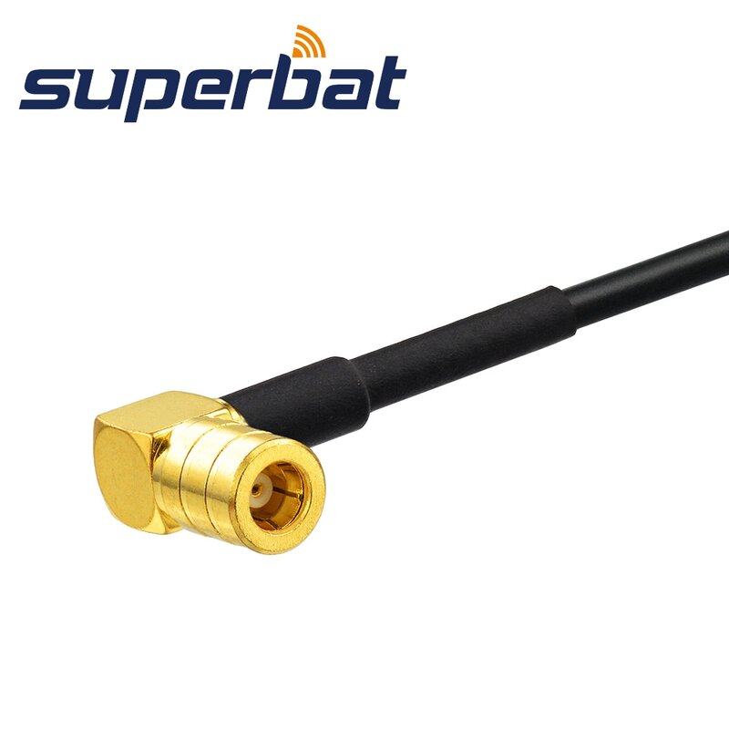 Superbat kabel kuncir pria, colokan lurus ke SMB sudut kanan RG174 30cm