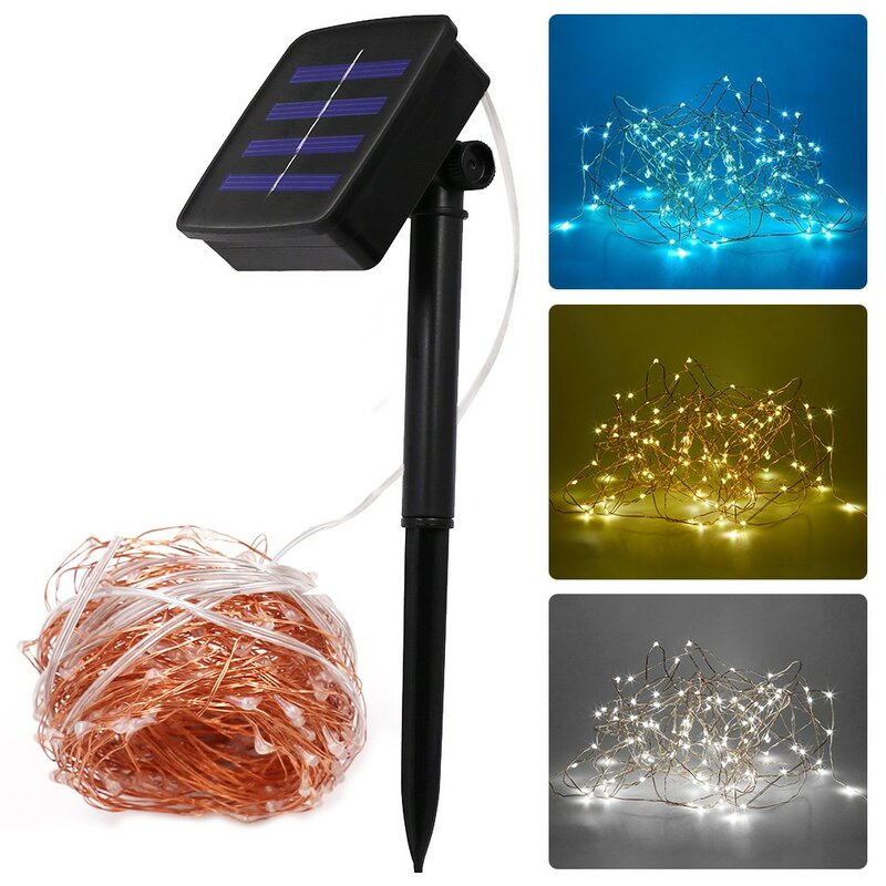 10m Solar Led string Light 100led Solar Powered 33Ft Outdoor Copper Wire Fairy Lights Starry Xmas Wedding Christmas Decoration