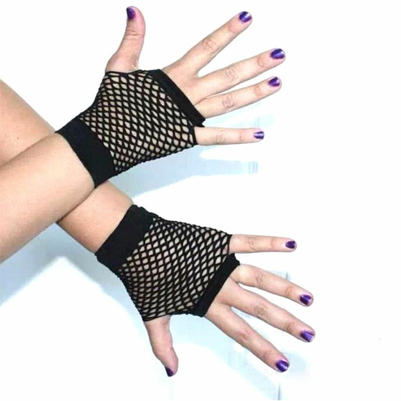 Nuevo diseño de Color caramelo moda malla corta Punk Sexy Night Club guantes sin dedos para mujeres triangulación de envío