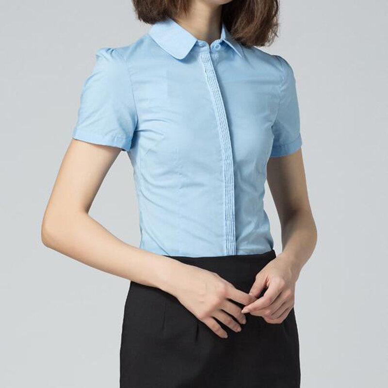 UsualYeah Женская Формальная рубашка с коротким рукавом, женская рубашка размера плюс, офисная блузка с отложным воротником, рубашки, боди в белую полоску