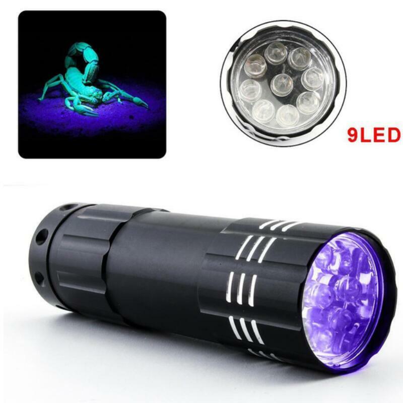 Lanterna de led ultravioleta 9 preta, luz roxa, lâmpada preta, portátil, alumínio, uv, produto exclusivo para ano novo