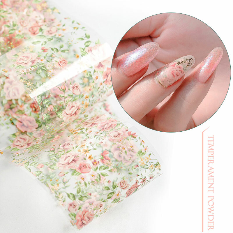 10 Kleuren Nail Leaf Stickers Varnish Mix Rose Bloem Transfer Folie Nagels Decal Cursors Voor Nail Art Decoratie Manicure Ontwerpen
