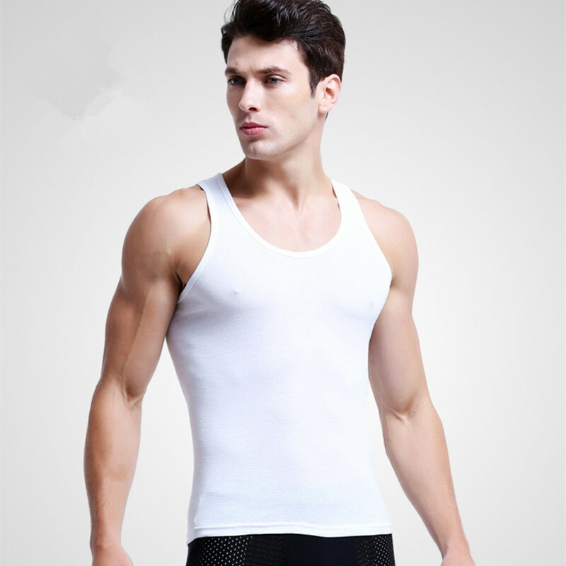 3ピース/ロット男の綿固体のシームレスな下着ブランド服メンズノースリーブタンクベスト快適なアンダーシャツ肌着