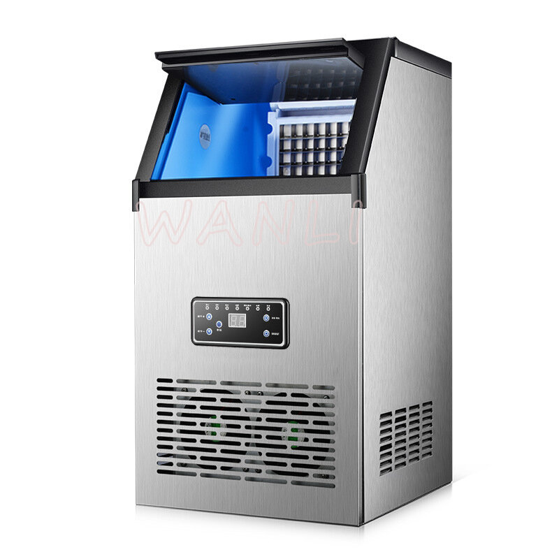 Máquina de hielo para cubitos comerciales automática, máquina para hacer hielo para hogar, bar, cafetería, tienda de té, 40KG/60KG/80KG