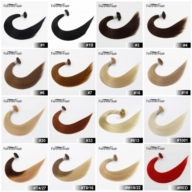 FOREVER HAIR – Extension de cheveux 0.8g/s, 100% cheveux naturels Remy, Fusion européenne, pointe en kératine pré-collée, 14 pouces, 50 pièces/pac