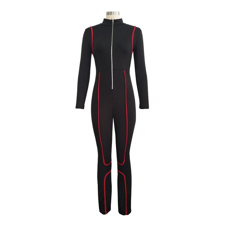 Women Zipper rompers womens jumpsuit Long sleeve Sexy bodycon jumpsuits for women 2019