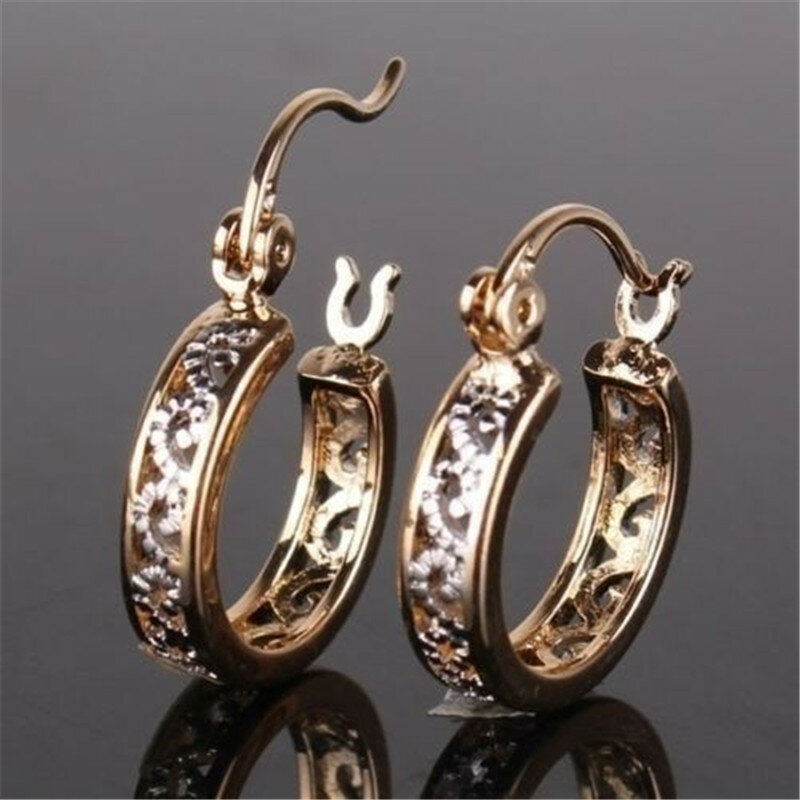 Elegant Hollow Earing Rose Gold Hoop Earrings for Women Jewelry Wedding Brincos Engagement Statement Earring Gifts Y30