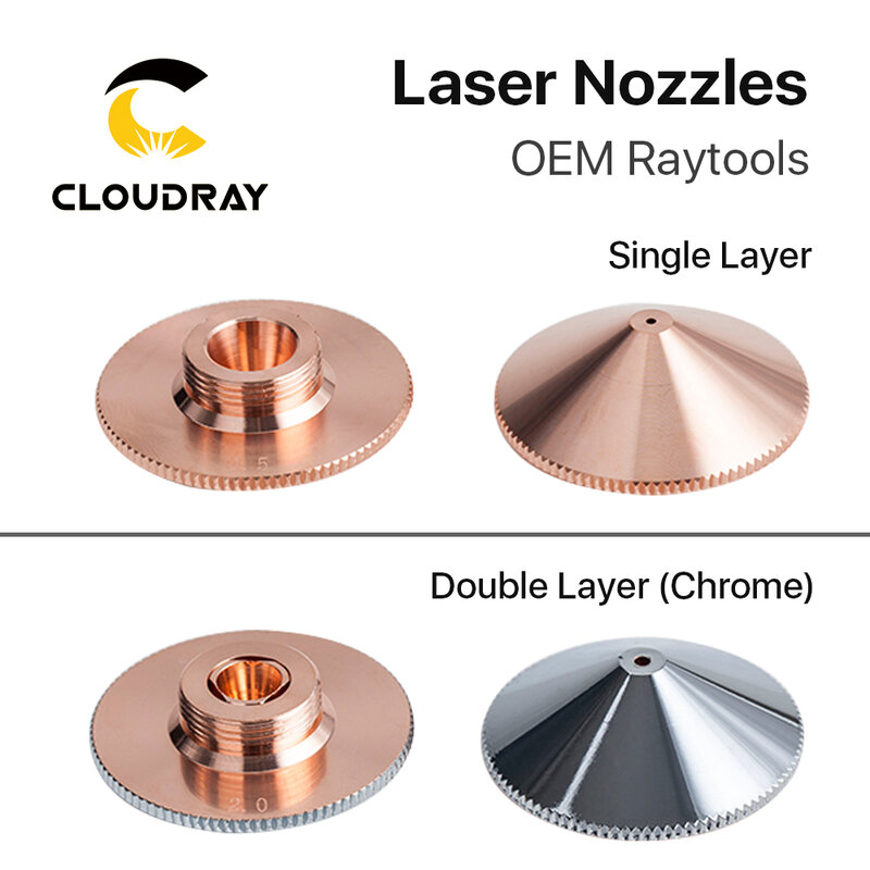 Cloudray Laser Vòi Phun Đơn Hai Lớp Dia.32mm Cỡ Nòng 0.8 - 6.0 Cho Raytools Trao Quyền Cho BT240 1064nm Sợi Cắt Laser Đầu