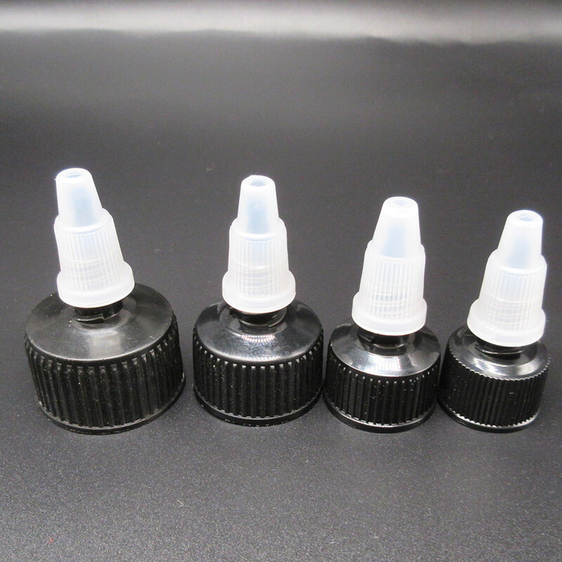 Plastic Fles Fles cap, 18mm 20mm 24mm 28mm twist off cap voor PE/PET fles, twist cap, haar Gel Zwart Cap25pcs/lot