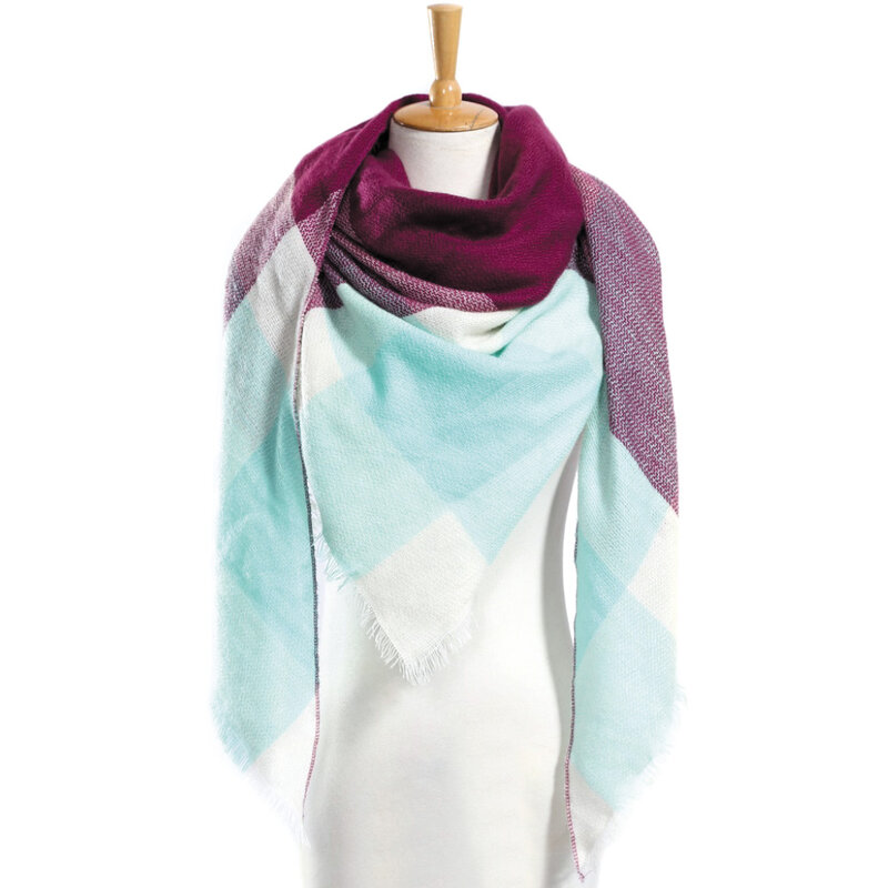 Зимний шарф женский клетчатый шарф теплый дизайнерский треугольник кашемировые шали женские шарфы дропшиппинг VS051