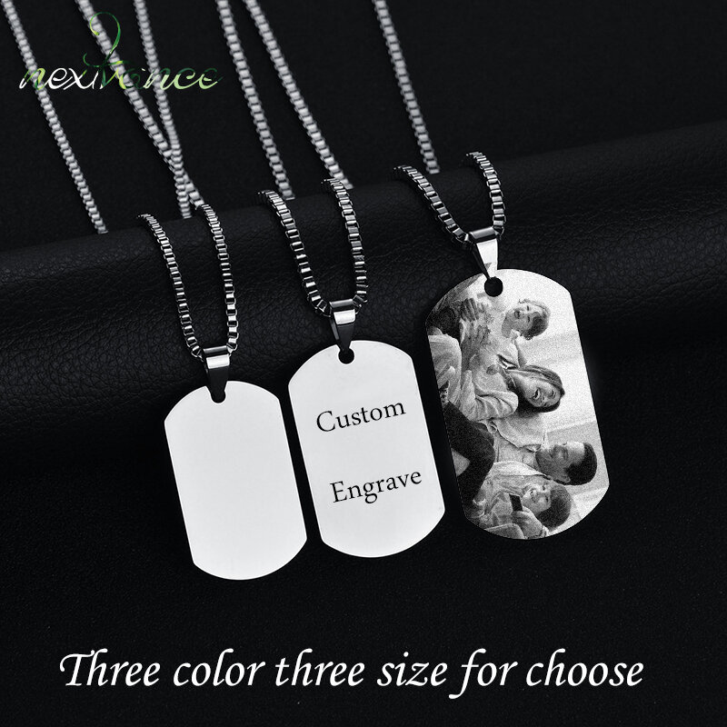 Индивидуальное ожерелье Nextvance из нержавеющей стали, 3 цвета, фото, имя, бесплатно ожерелья для гравировки для женщин, мужчин, подарок на день Святого Валентина