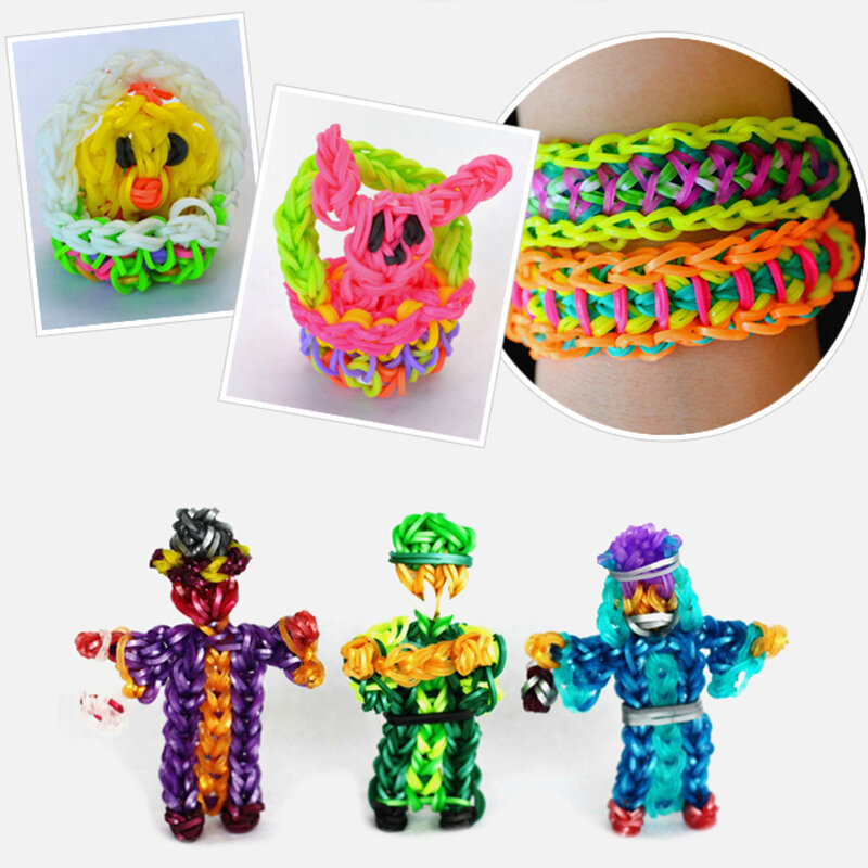 600 stücke gummi webstuhl bands mädchen geschenk für kinder elastische band für weben schnürung armband spielzeug gum für armbänder diy material set