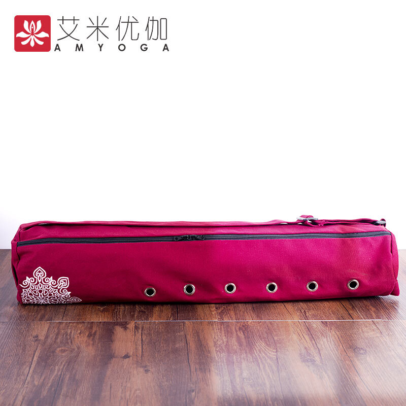 durable canvas cotton yoga mat bag with large zipper opening easy loading mat