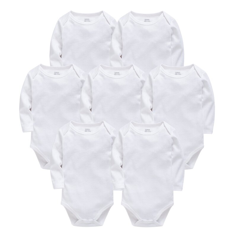 Baju Bayi Putih Solid 2022 Katun Lengan Panjang Bodysuit Bayi Perempuan Laki-laki Jumpsuit Bayi Baru Lahir Bebe 0-24 Bulan