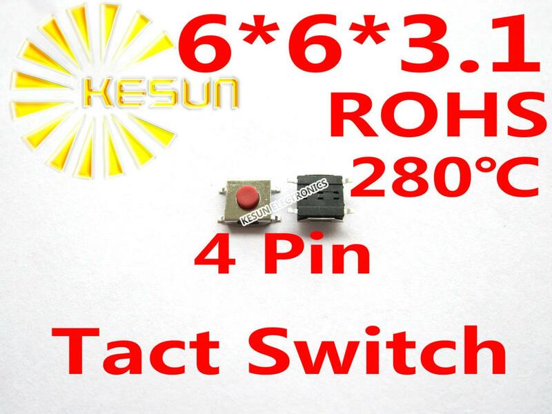 FREE SHIPPING 100PCS  SMT 6X6X3.1MM 4pin Tactile Tact Push Button Micro Switch Momentary ROHS