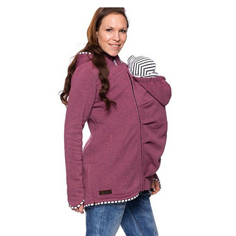 Bluza z kapturem dla kobiet w ciąży dziecięca kurtka typu kangur 2024 wiosenna jesienna kurtka ciążowa z kieszeń na suwak B0017