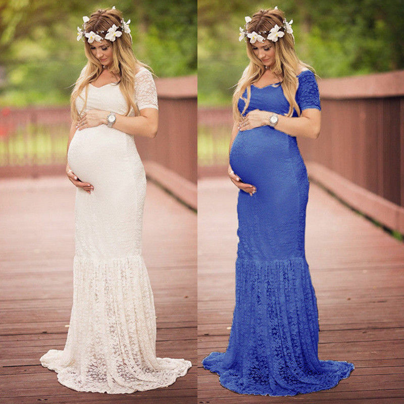 Kobiety ubierają macierzyństwo fotografia rekwizyty koronkowe ubrania ciążowe ciążowe suknie do sesji zdjęciowych dla kobiet w ciąży tkaniny Plus rozmiar