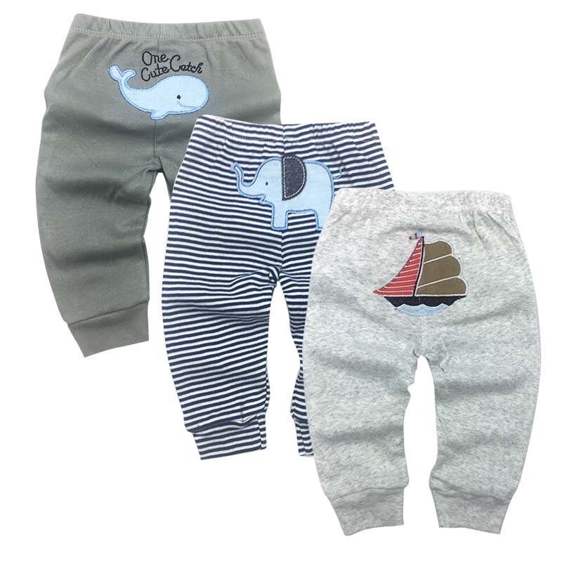 Pantalon en coton tricoté unisexe pour bébé, 3 pièces, vêtement de printemps et d'été pour enfant, sarouel PP, Leggings pour nouveau-né, garçon et fille