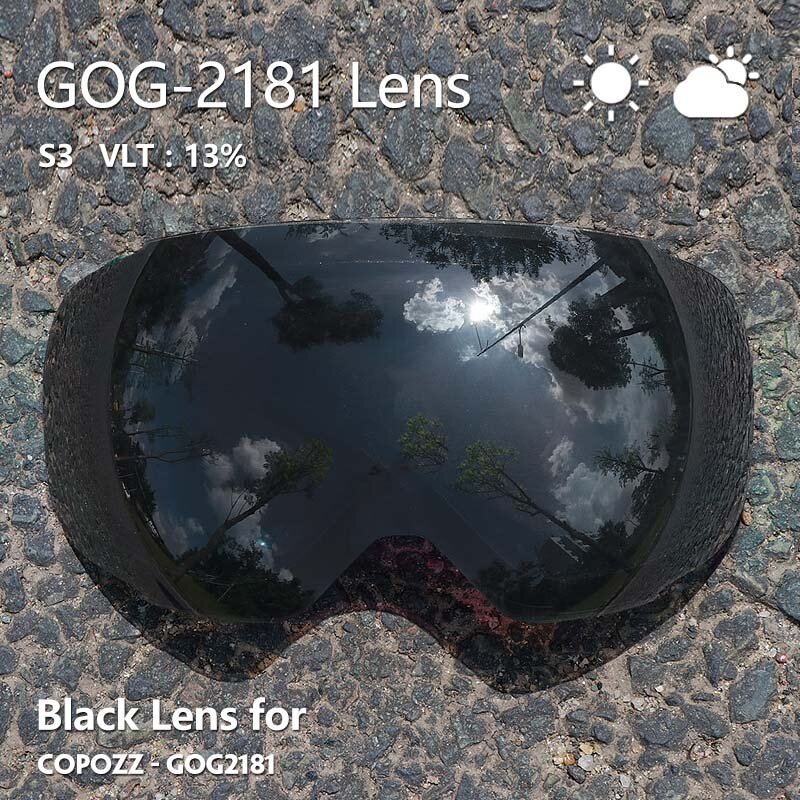COPOZZ lentes magnéticas para óculos de esqui GOG-2181 Lens Anti-fog UV400 Óculos esféricos de esqui de neve Snowboard Goggles(Lens Only)