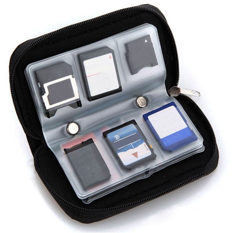 Porte-cartes Micro SD XD, 1 pièce, étui protecteur, portefeuille noir, 22 SDHC MMC CF, stockage de cartes mémoire Micro SD, étui en poudre à fermeture éclair