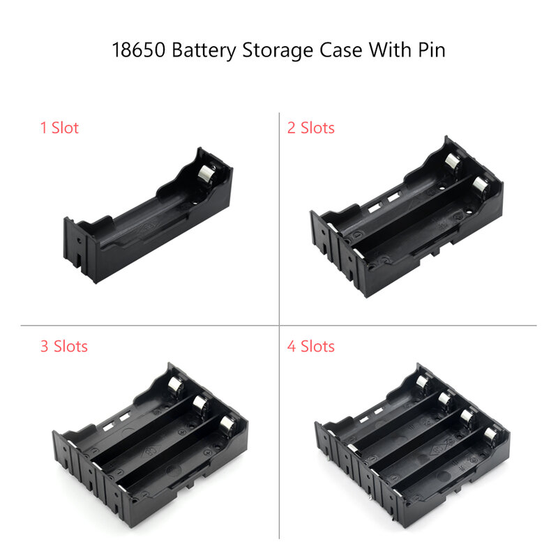 ABS 18650 batterie externe Cas 1X 2X 3X 4X 18650 Batterie porte-boîte de rangement Étui 1 2 3 4 Slot Batteries Conteneur Avec Dur Broches