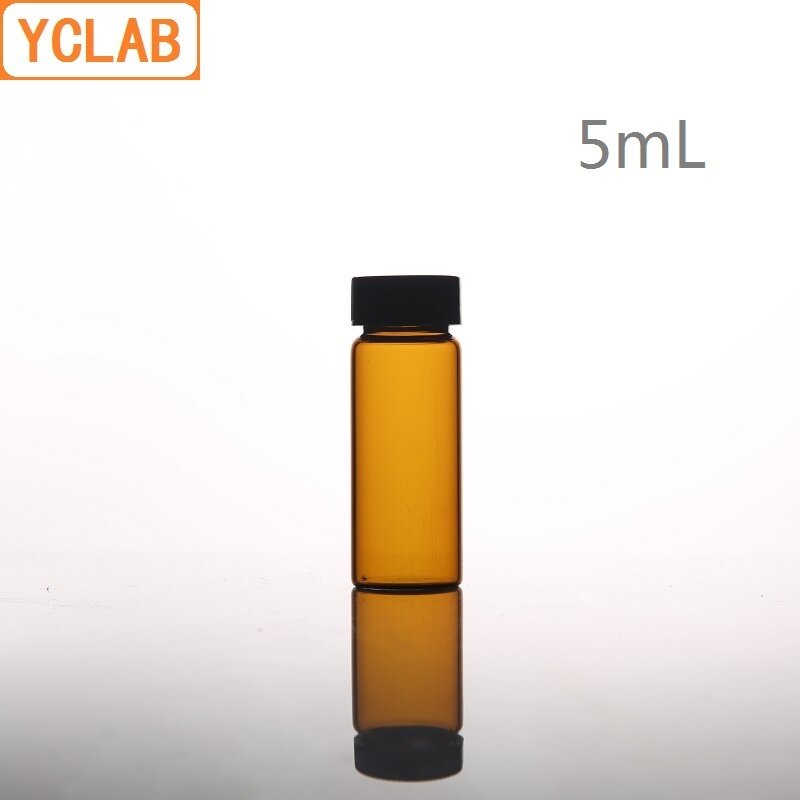 YCLAB 5mL Glas Probe Flasche Braun Bernstein Schraube mit Kunststoff Kappe und PE Pad Labor Chemie Ausrüstung