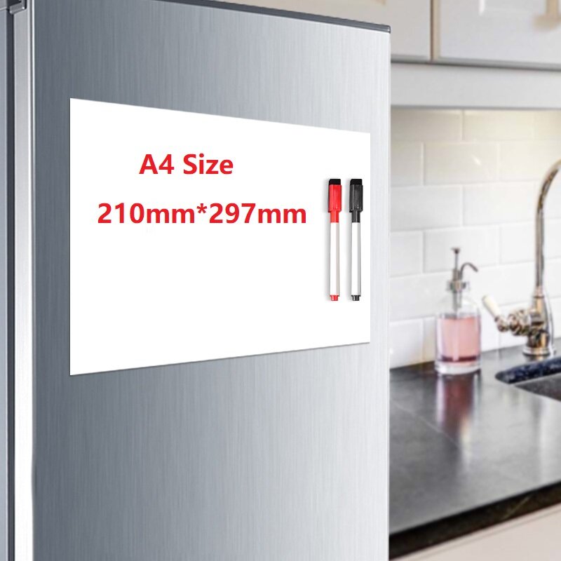 Ímã magnético de geladeira a4, quadro branco para armazenamento e gravação a seco, para geladeira, almofada adesiva