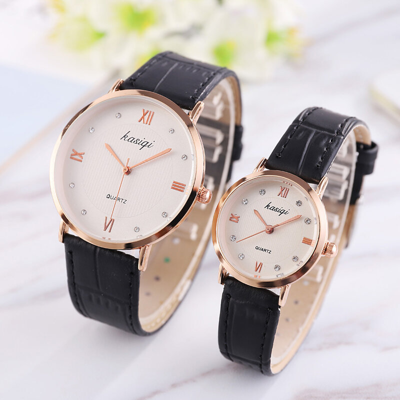 Di modo di alta qualità di una coppia di orologi al quarzo orologi casual breve minimalismo di lusso dell'amante di marca della vigilanza del cuoio orologi della cinghia delle donne