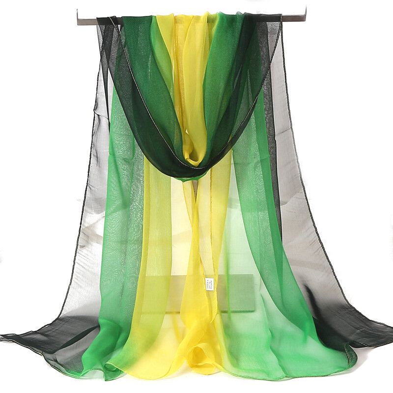 Georgette-bufanda larga de gasa para mujer, chal elegante de Color degradado, Hijab, 50x160cm, M292